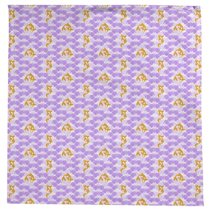 Leffel Koi Fish Waves Pattern Tablecloth, Purple