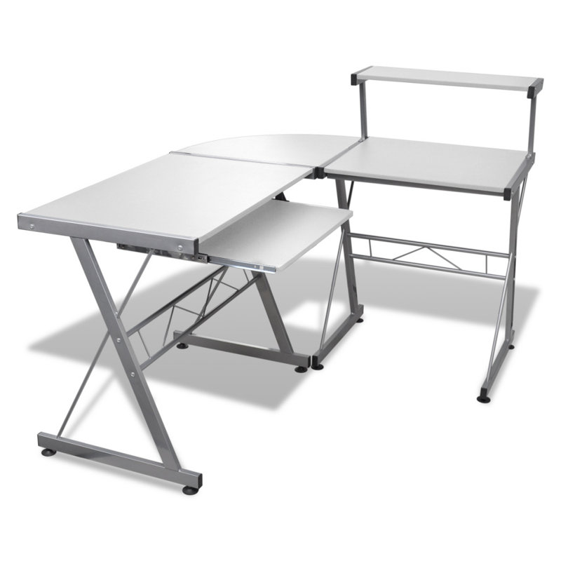 L-Shaped Computer Desk, White, 99cm H x 132cm W x 112cm D