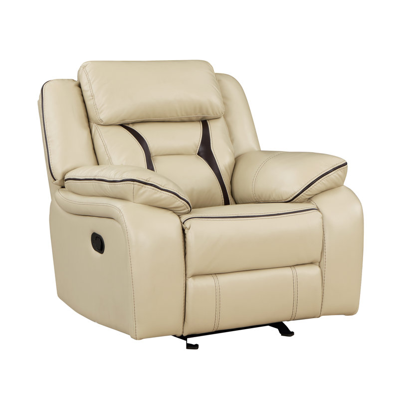 Fauteuil inclinable et oscillant en similicuir de 40 po Selinger, Similicuir beige / brun