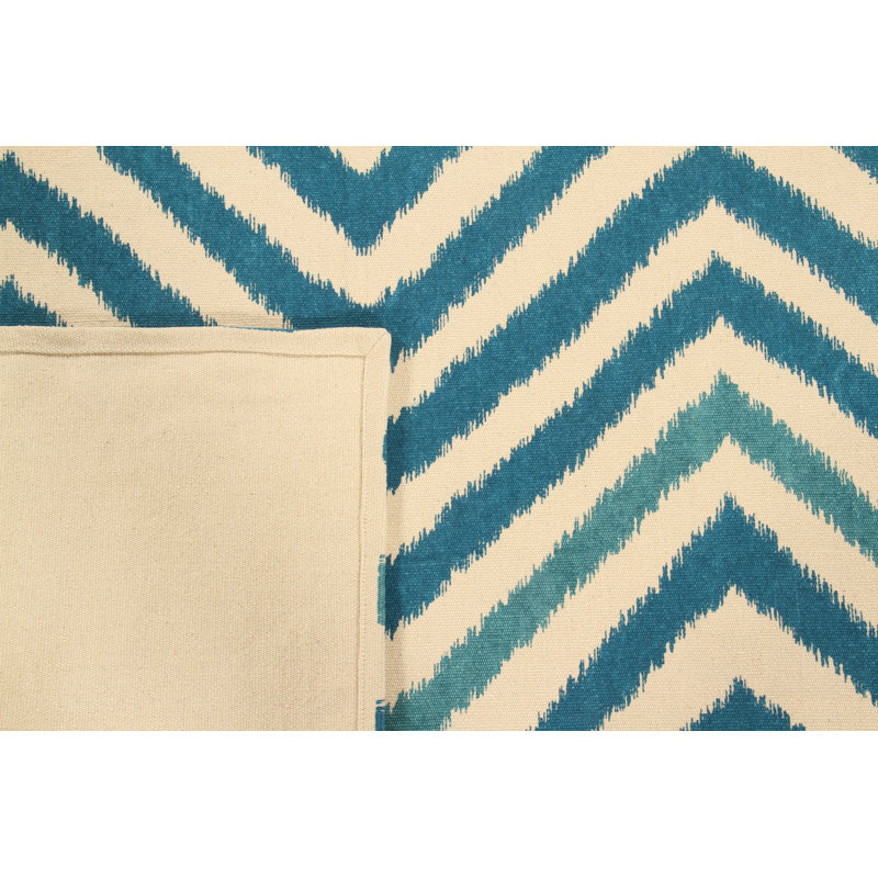 Troyes Chevron Cotton Hand Woven Dhurrie Set, Rectangle 170 x 239cm