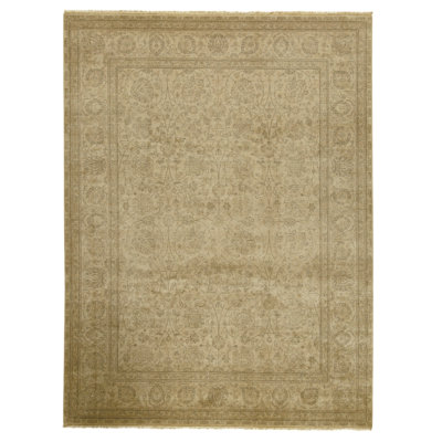 Hand Knotted Wool Area Rug in Gold