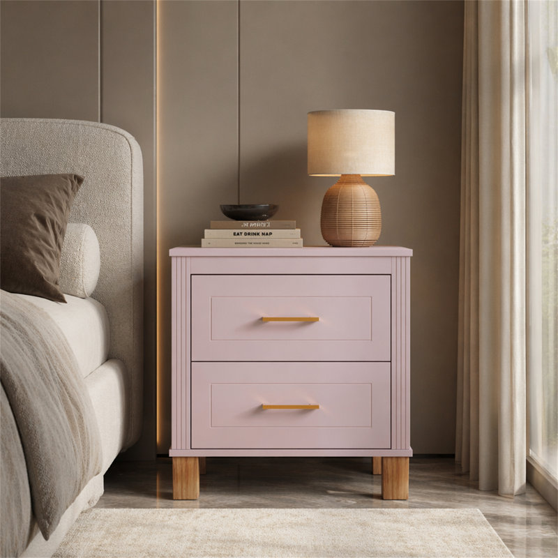 Table de chevet 2 tiroirs, Pink