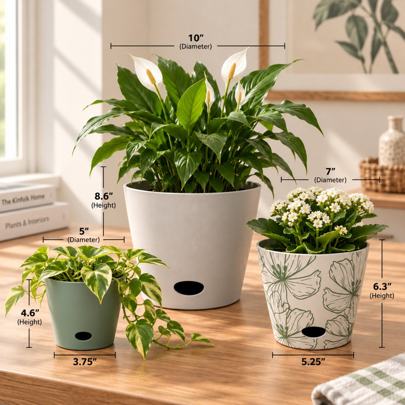 Ensemble de pots à fleurs 3 pièces Bamboo Blooms - 10, 7 et 5 pouces