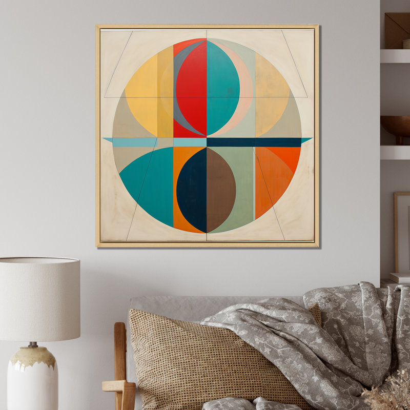 «Serendipity Retro Abstract Midcentury Geometrics I», reproduction sur toile, Cadre naturel flottant