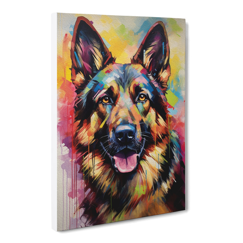 German Shepherd Informel No.2 - Wrapped Canvas, 60cm H x 40cm W x 3cm D