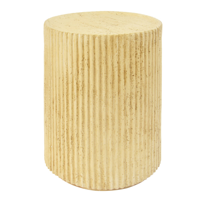Table d'appoint cylindrique, texture semblable au bois, couleur brun antique