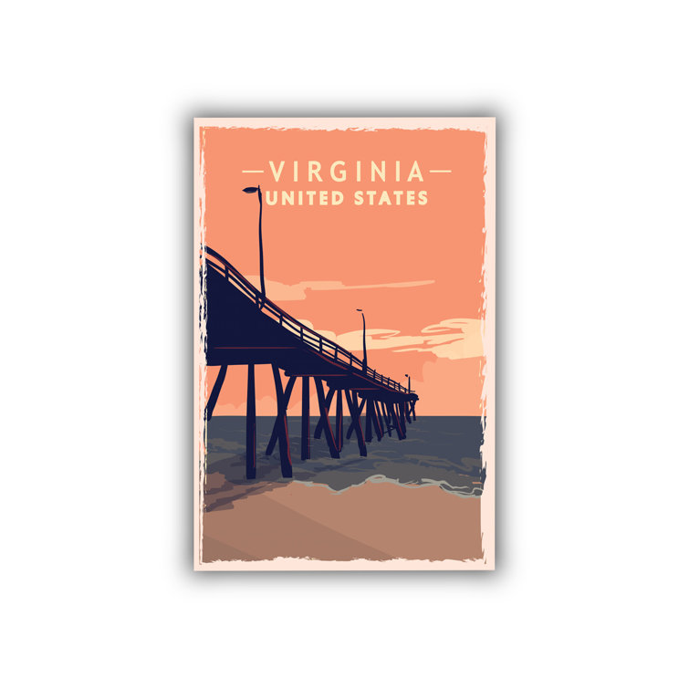 Virginia Retro Style State Travel Poster, Vintage Unframed Print, Home and Office Wall Art Trinx Size: 24 H x 18 W x 0.35 D