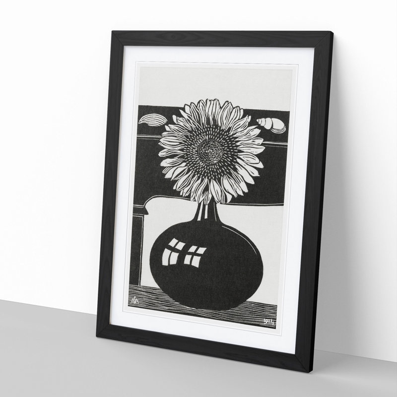 Sunflower by Samuel De Mesquita - Picture Frame Painting, 36cm H x 27cm W x 2cm D, Black Framed