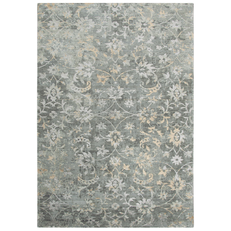 Tapis gris/beige/blanc cassé tissé à la machine électrique Donat, Rectangle 10 pi x 13 pi