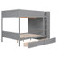 Lit superposé double / double au-dessus de double / double avec 2 tiroirs et armoire à couches multiples, gris-587189449