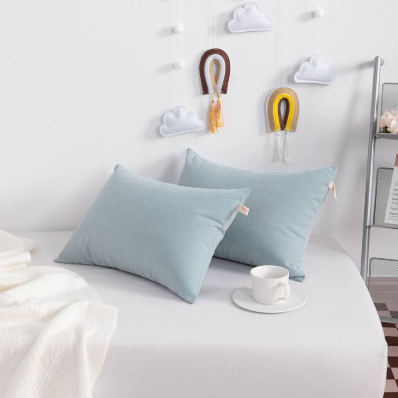  Housse de coussin rectangulaire en lin et mélange de lin, Bleu-vert