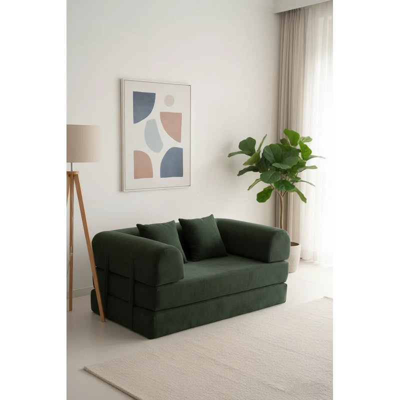 Canapé-lit compressible en velours côtelé 2en1, Vert