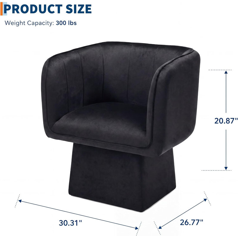 Fauteuil lounge moderne pivotant à 360° en velours, style tonneau