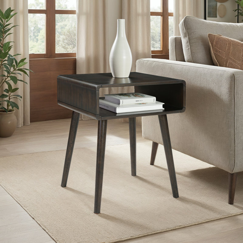Kays End Table with Shelf, Dark Mocha
