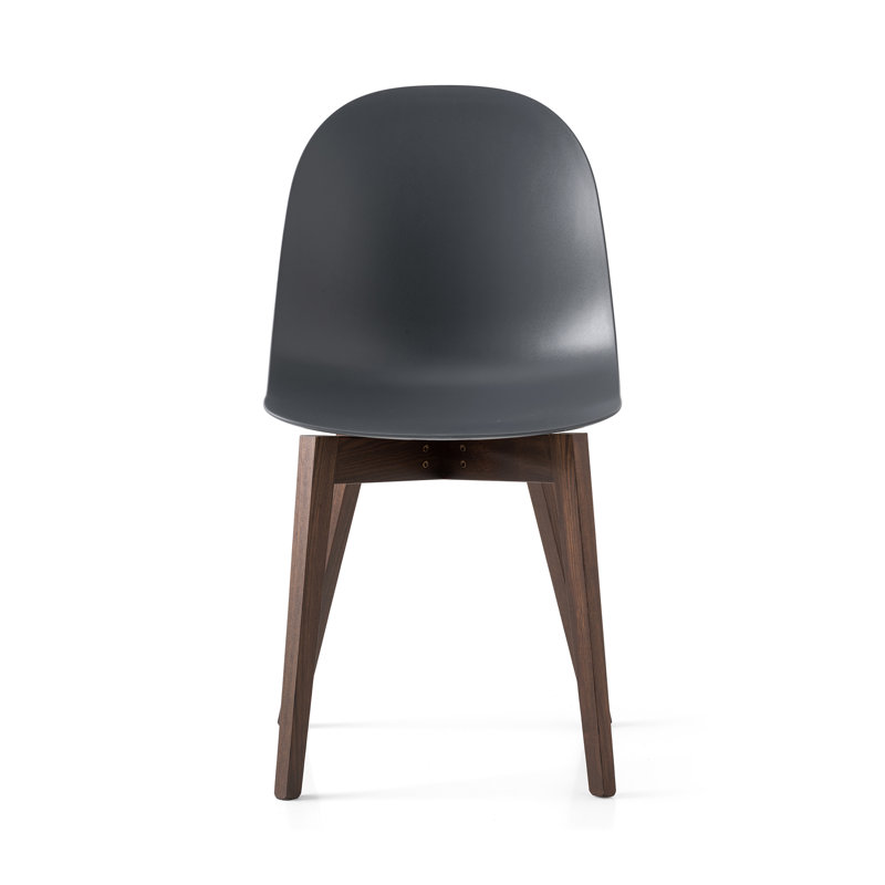 Academy Side Chair with Wooden Frame, Matte Optic White, Smoke