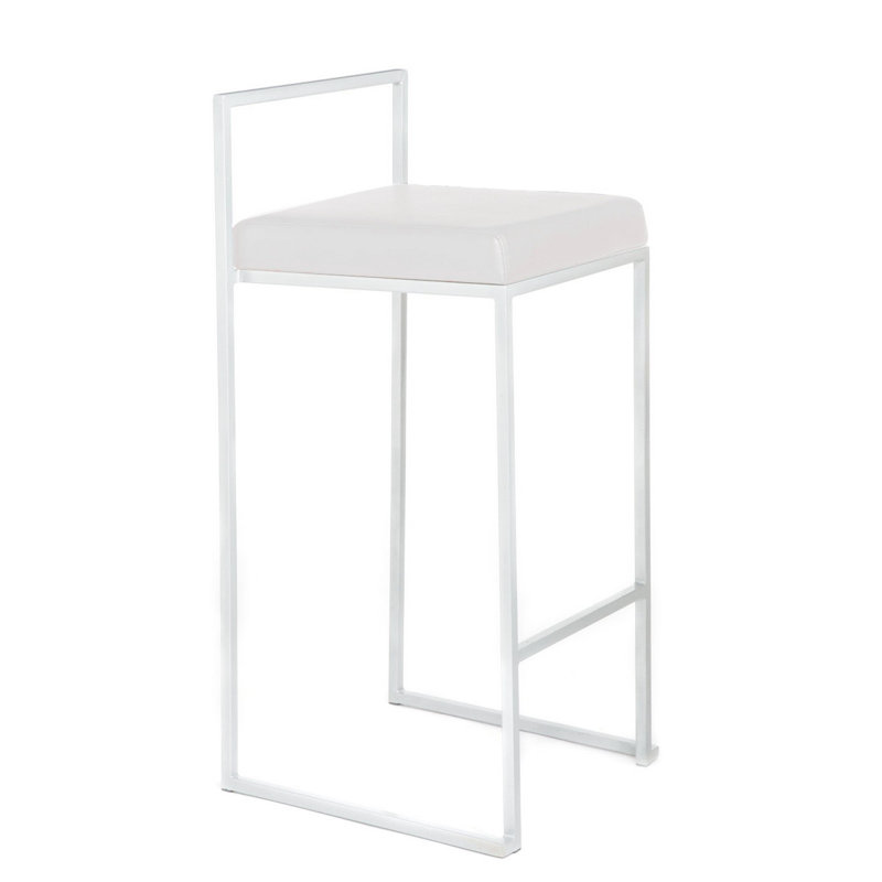 Dominic Upholstered Counter Stool with Metal Frame, White