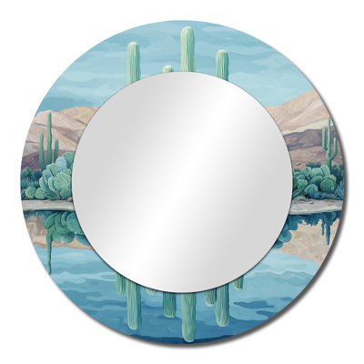 Cactus And The Desert Oasis I - Floral Cactus Accent Wall Mirror - Printed On Metal