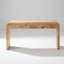 Console en bois avec finition en placage de ronce, deux tiroirs spacieux et poignées en métal, table d'entrée multifonctionnelle avec pieds robustes
