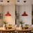 Single Light Distressed Red Farmhouse Industrial Bowl Pendant Light With Bulbs