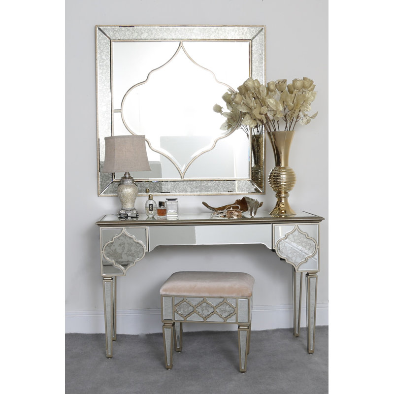 Holmwood 45.5cm Table Lamp, Bedside Buffet Lamp with Mosaic Design Base & Polyester Shade, Natural Linen