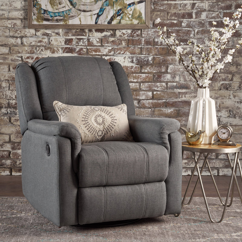  Fauteuil inclinable oscillant en tissu gris anthracite avec pivot, fauteuil inclinable manuel, gris anthracite, Tissu brun