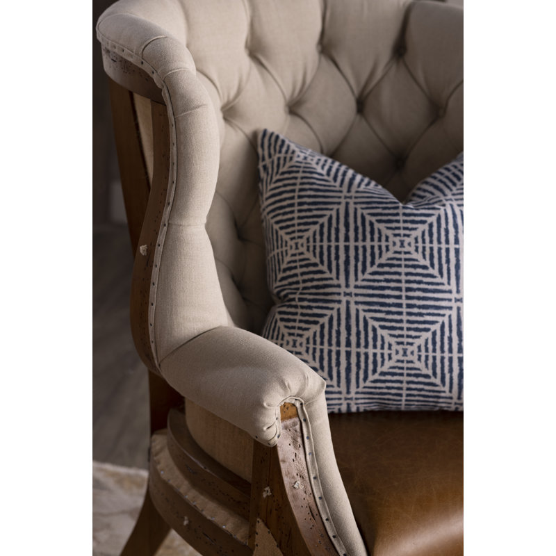 Welsh Leather Tufted Wingback Chair