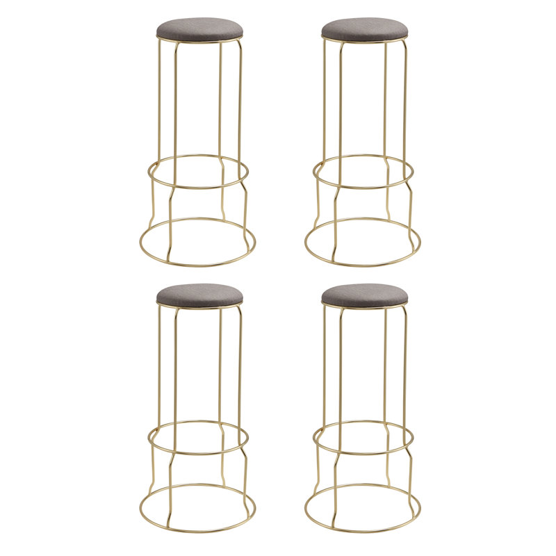 Ensemble de 4 tabourets de bar en métal - cadre doré luxueux avec siège rembourré et élégant, pour une cuisine ou un bar