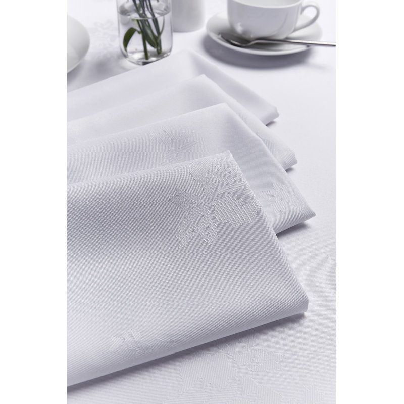 Ishaan Polyester Floral Square Napkin, White