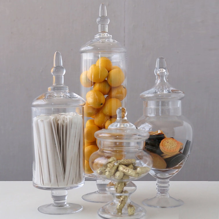 4 Piece Kitchen Glass Apothecary Jar Set