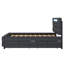 Lit plateforme tapissier simple avec structure à DEL et 2 tiroirs, structure de lit plateforme en tissu de lin, aucun sommier tapissier requis-1611195629