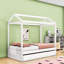 Lit simple en bois en forme de maison avec lit gigogne simple