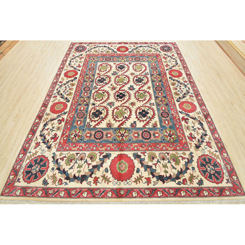 Tapis oriental en laine noué à la main beige
