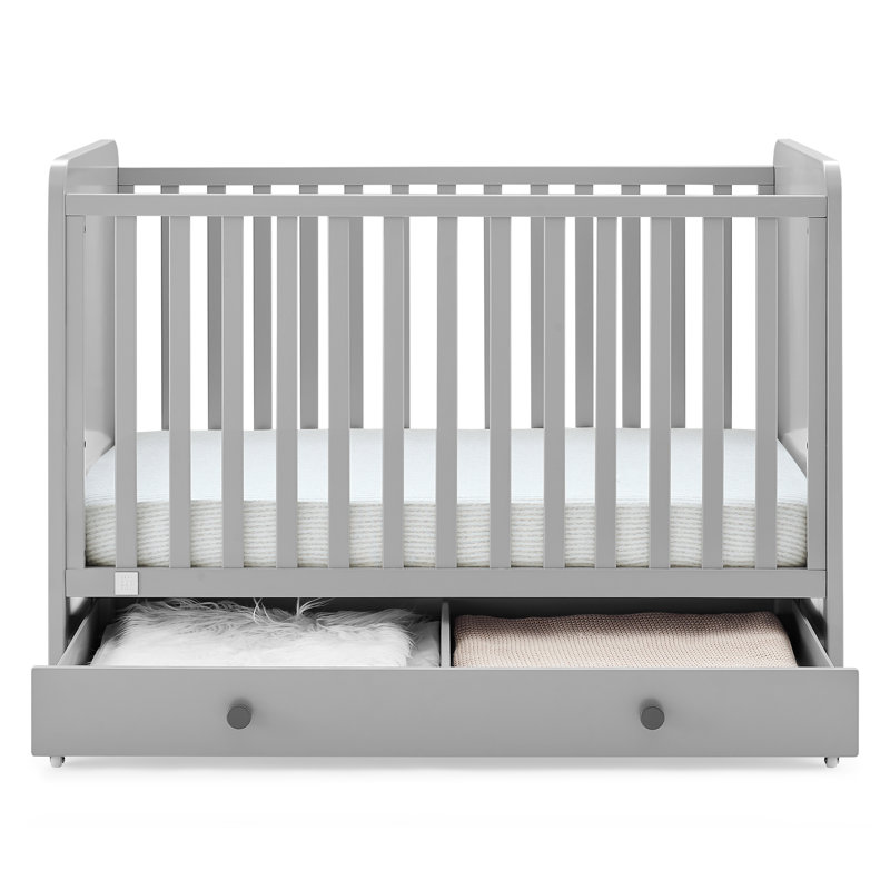 Gray GREENGUARD Certified 4-in-1 Convertible Crib with Storage Drawer
