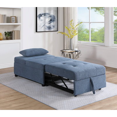 Blue Gray Sleeper Chair With Seat And Fabric Modern In Convertible Function