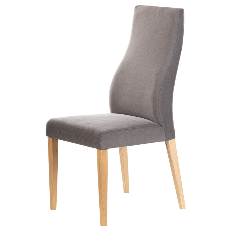 Feodosiy 50cm H Polyester Blend Upholstered Side Chair, Dark Grey, Beech