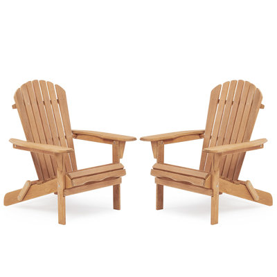 Ensemble de 2 chaises de patio pliantes en bois Adirondack pour le jardin, le jardin, la pelouse, la cour, la terrasse, le bord de la piscine, le foyer d'extérieur