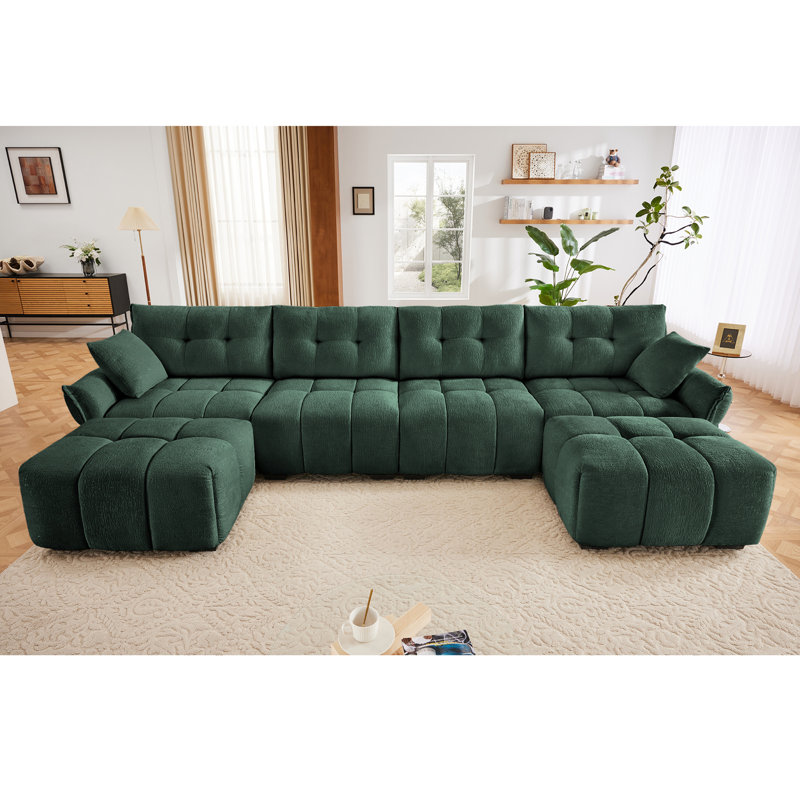 Modular Chenille Sofa, Green