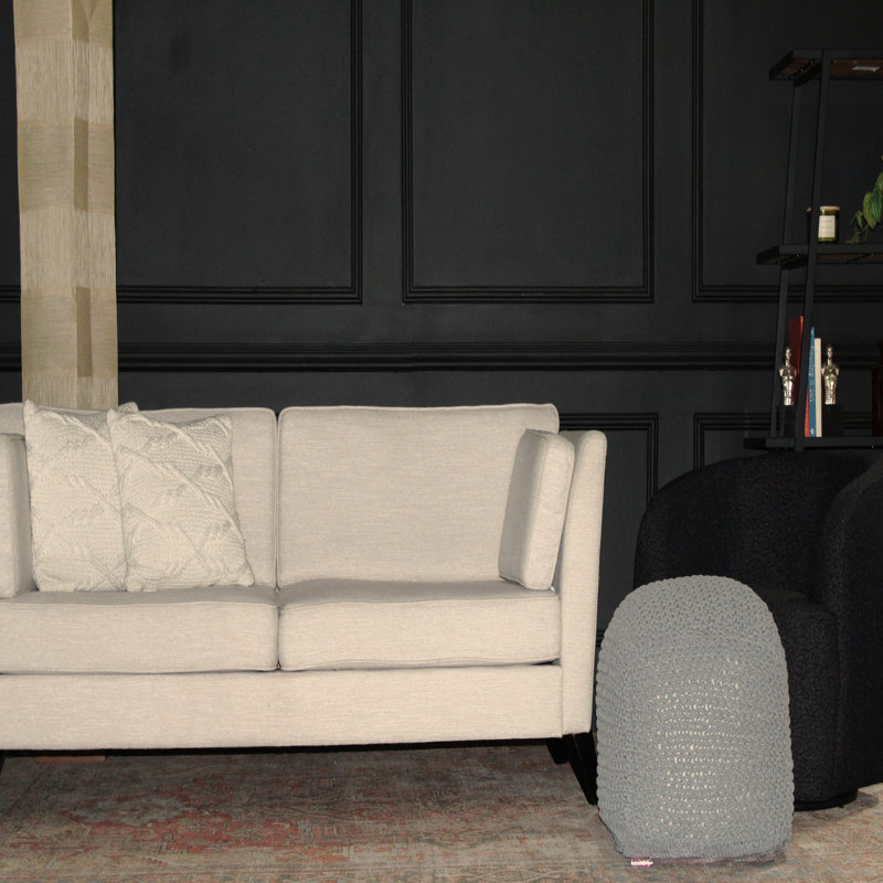 Pouf semi-arrondi en coton 21 po 21 po, Gris clair