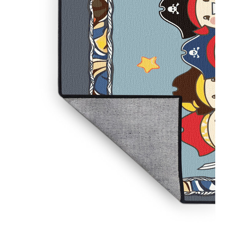 Tapis lavable pour enfant East Urban Home Pirates_Pir004, Rectangulaire 8 pi x 10 pi