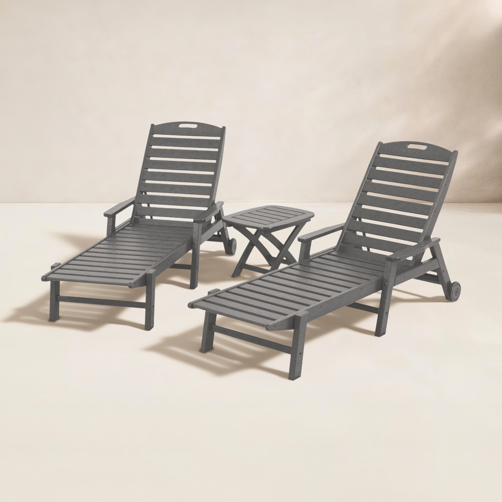 POLYWOOD® Nautical 27" Patio Chaise Lounge Set, Slate Gray