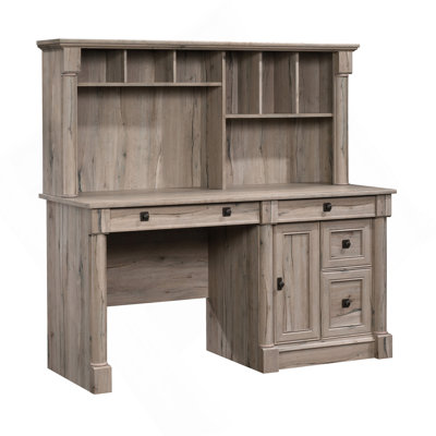 Bureau d'ordinateur avec huche, finition brune