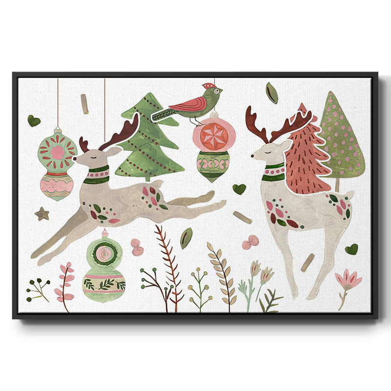 Reindeer Wishes Collection A, reproduction d'art sur toile, H 17 po x l 25 po x P 1,5 po, Cadre noir