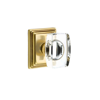 Ensemble de boutons de passage Emtek avec rosette Wilshire et bouton en verre Windsor