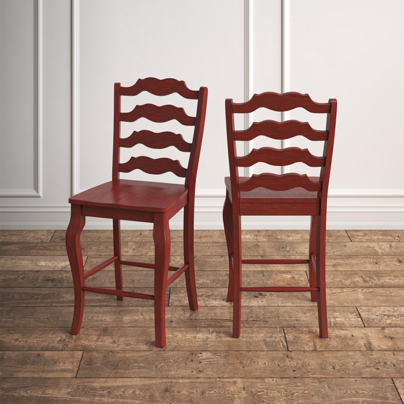 Fortville Solid Wood Counter/Bar Stool, Antique Black, Counter Stool (24.21” Seat Height)