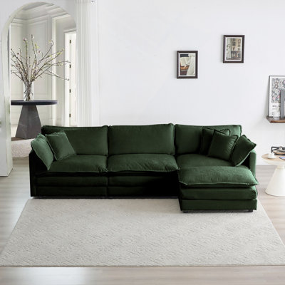 Canapé modulaire, combinaison libre Canapé modulaire surdimensionné en L rembourré modulaire avec pouf réversible chenille