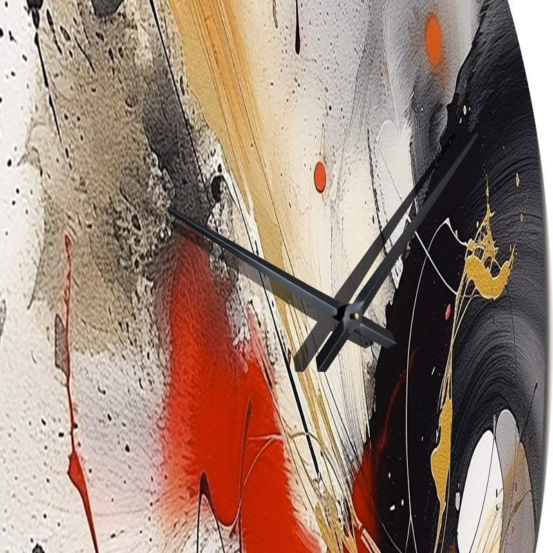 Horloge murale noire et rouge, Très grand