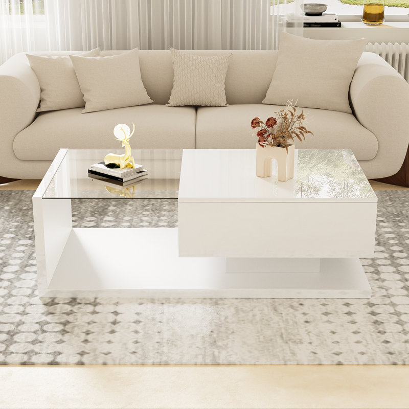 Coffee Table with Storage, White
