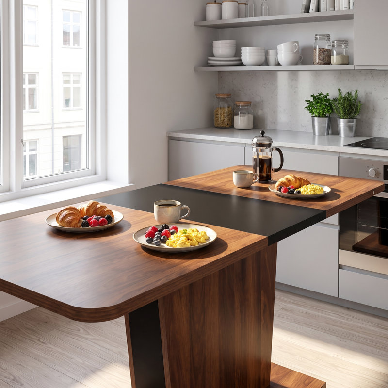 Extendable Dining Table with Modern Expandable Design, Space-Saving Rectangular Kitchen Table for Small Apartments, Home, Restaurant, Office