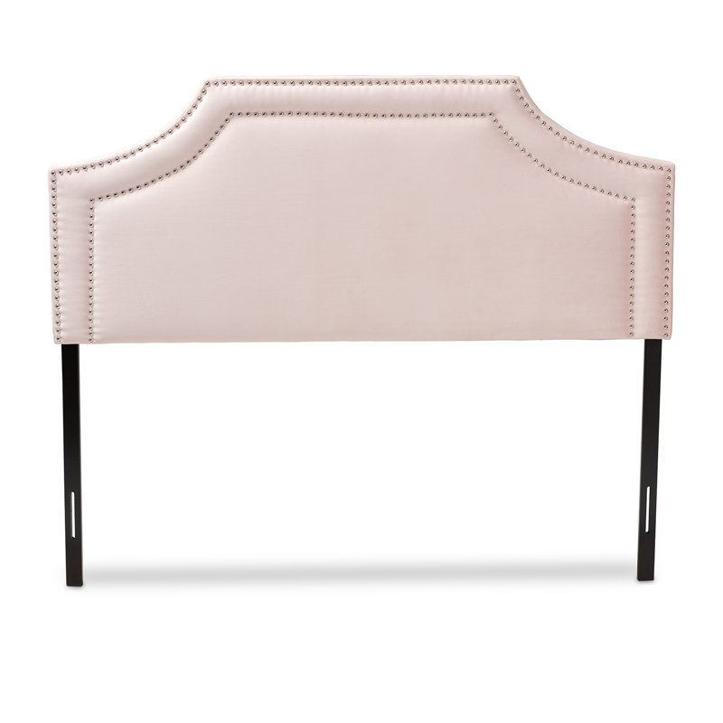 Tête de lit tapissier en velours Meichele, Grand, Rose clair