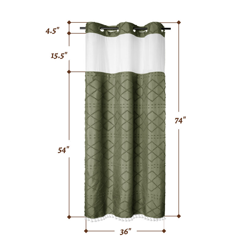 Rideau de douche Shorey, H 74 po x l 36 po, Vert profond